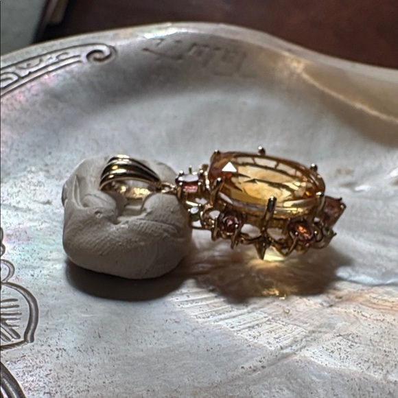 Citrine and pink tourmaline pendant in 10kt gold. - Picture 2 of 6